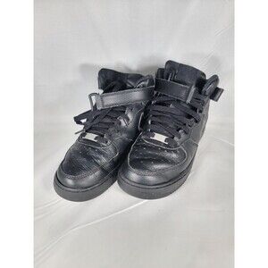 Nike Air Force 1 Mid LE Triple Black Leather Sneakers 314195-004 Mens 6.5Y 8W